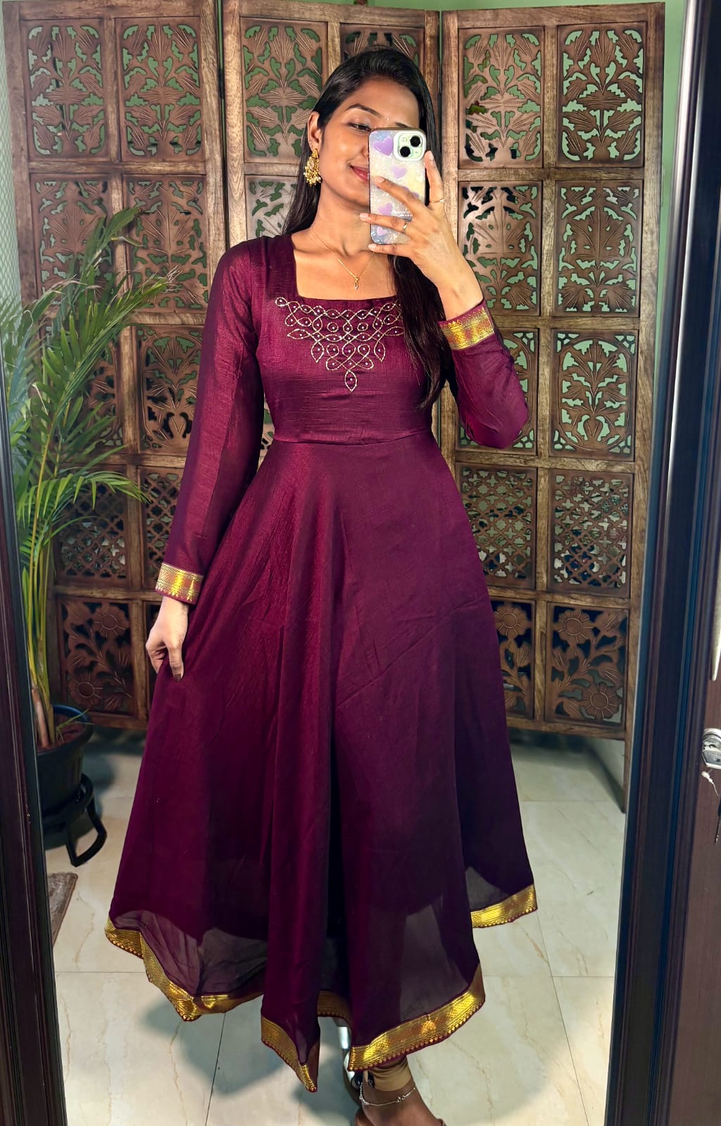 Traditional Rangoli Handwork Maxi with Dupatta