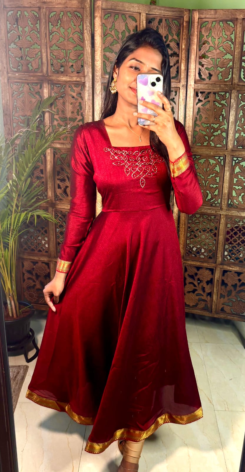 Traditional Rangoli Handwork Maxi with Dupatta