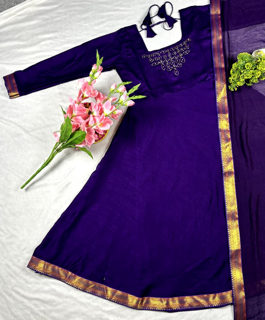 Traditional Rangoli Handwork Maxi with Dupatta