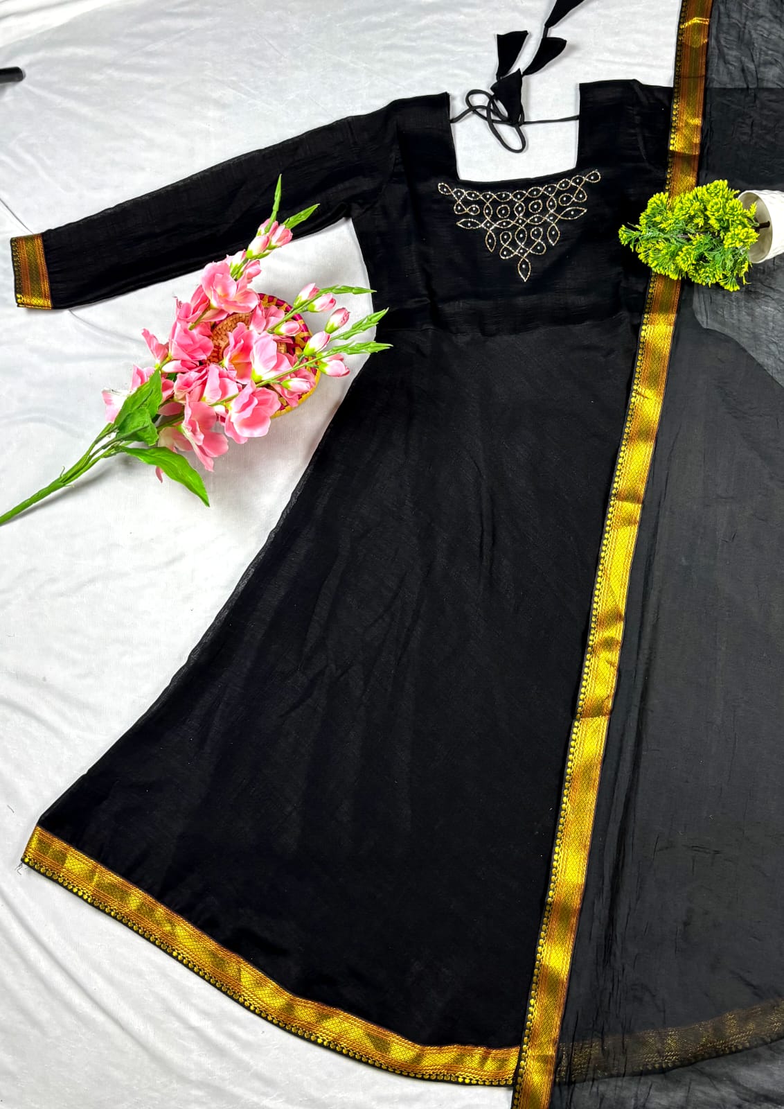 Traditional Rangoli Handwork Maxi with Dupatta
