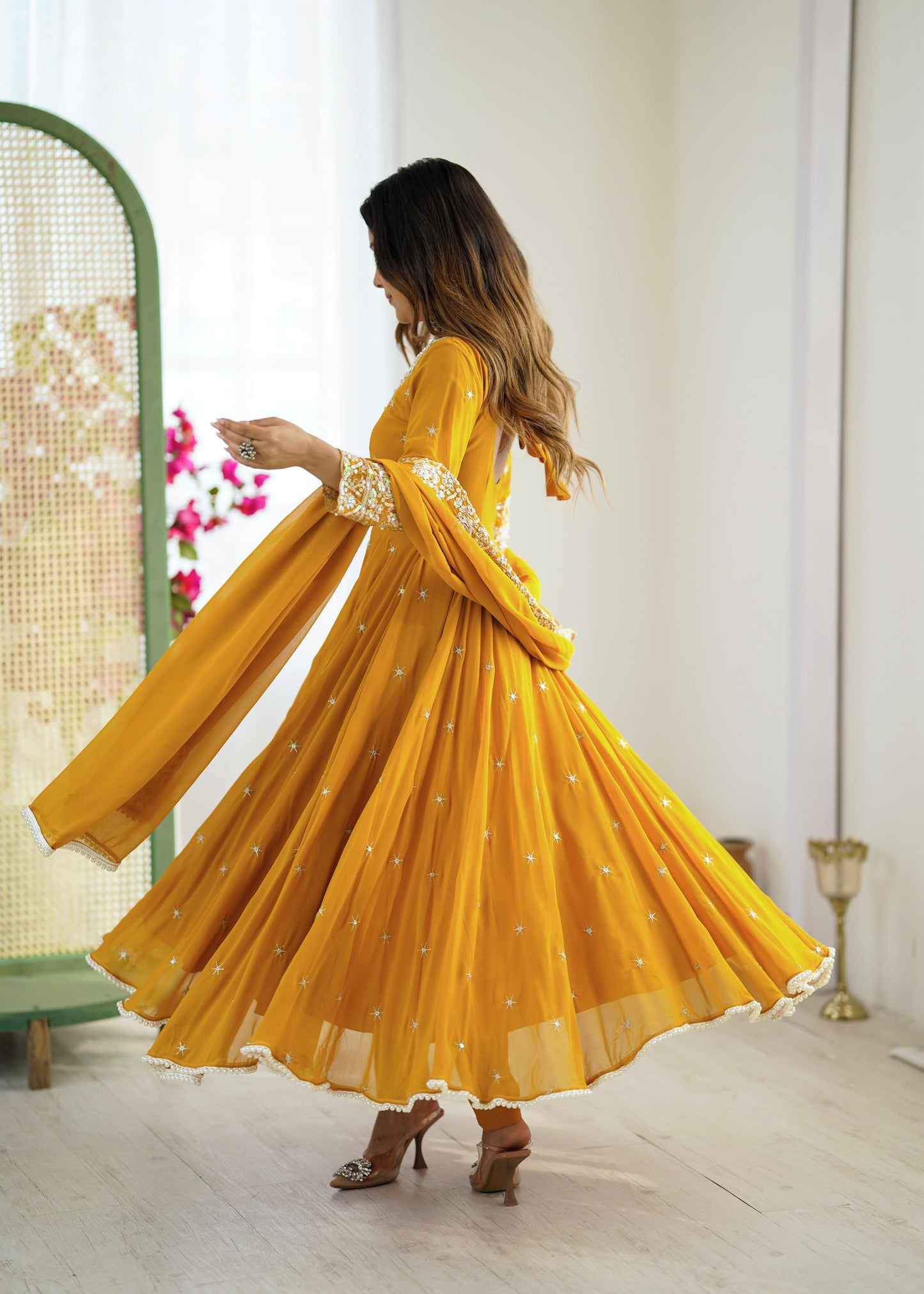 Heavy Embroidery Rainbow Sequence work kurta set