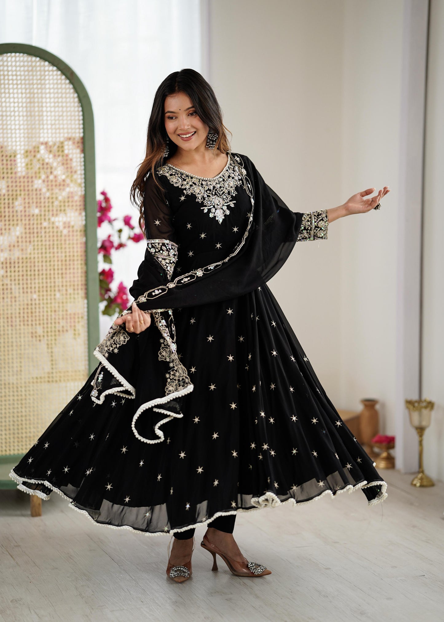 Heavy Embroidery Rainbow Sequence work kurta set