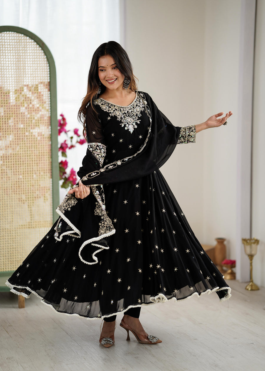 Heavy Embroidery Rainbow Sequence work kurta set