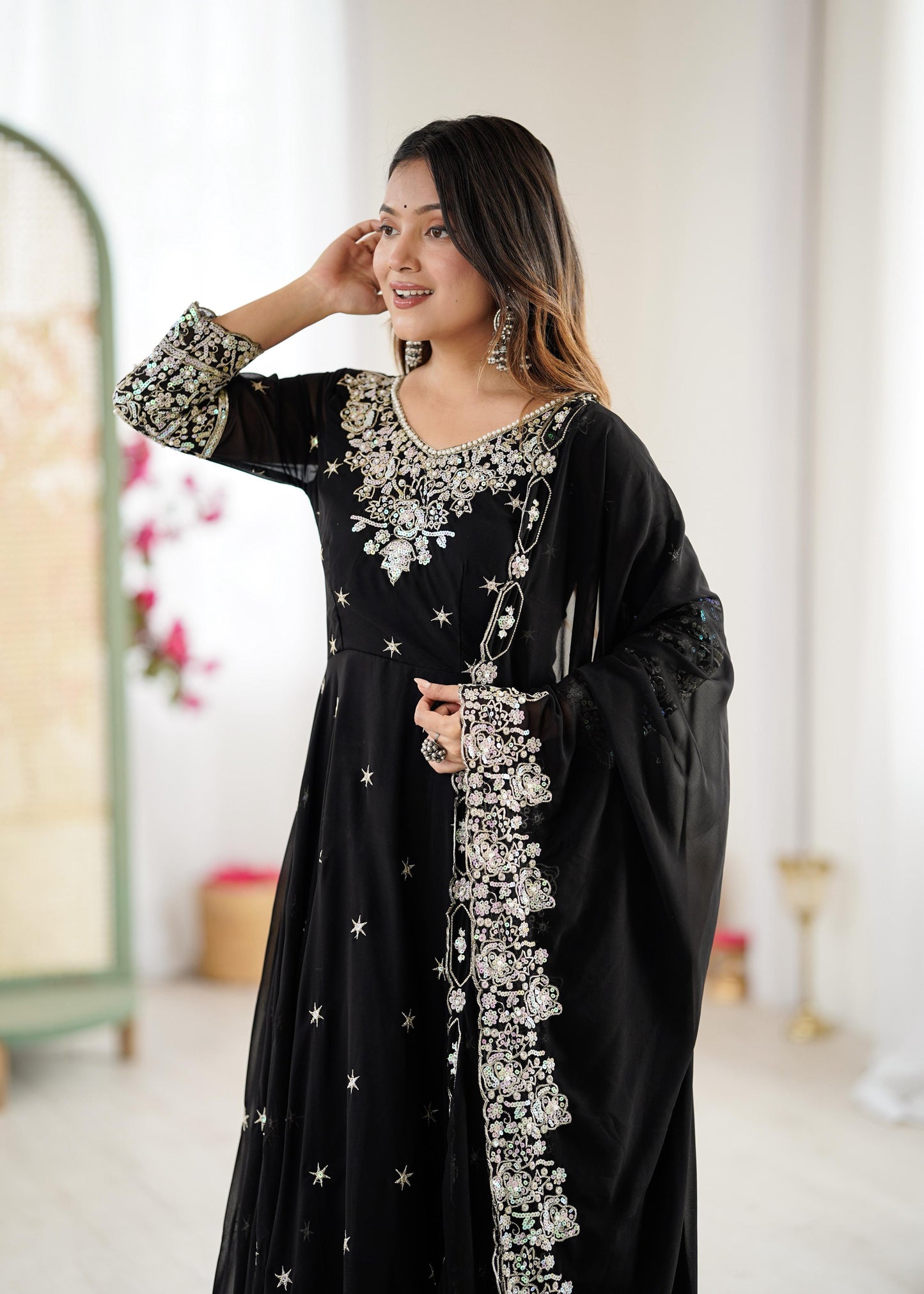 Heavy Embroidery Rainbow Sequence work kurta set