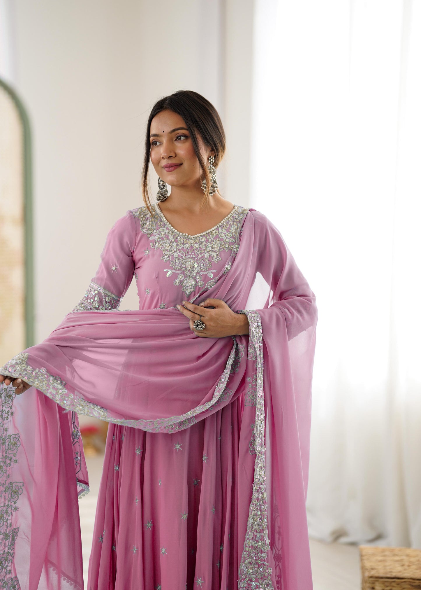 Heavy Embroidery Rainbow Sequence work kurta set
