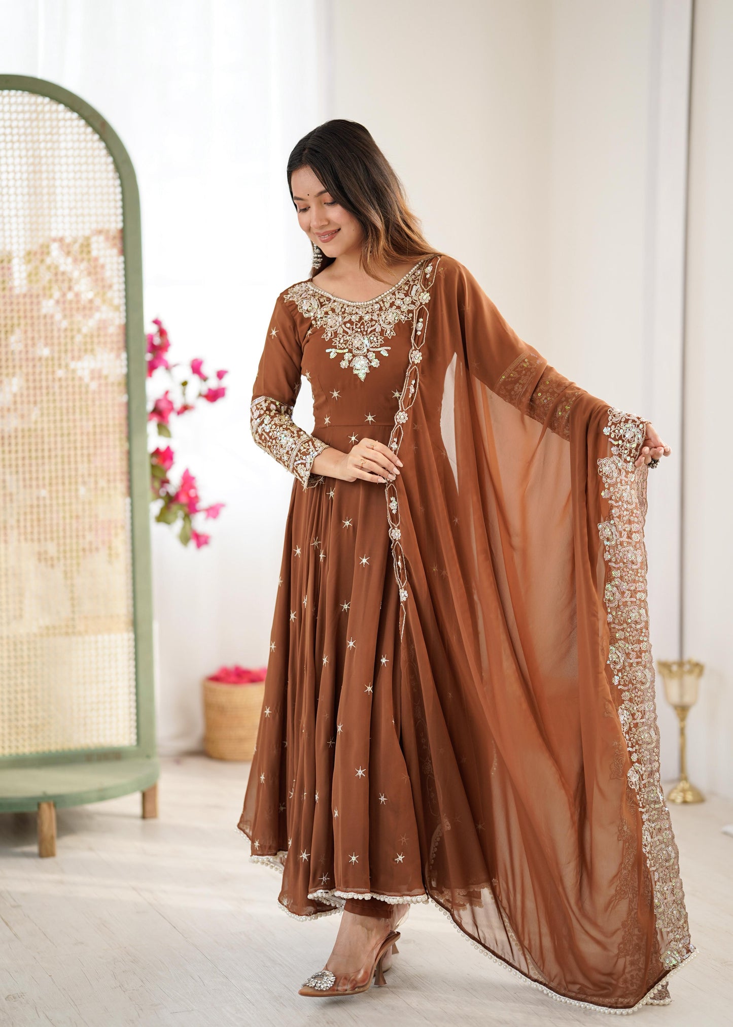Heavy Embroidery Rainbow Sequence work kurta set