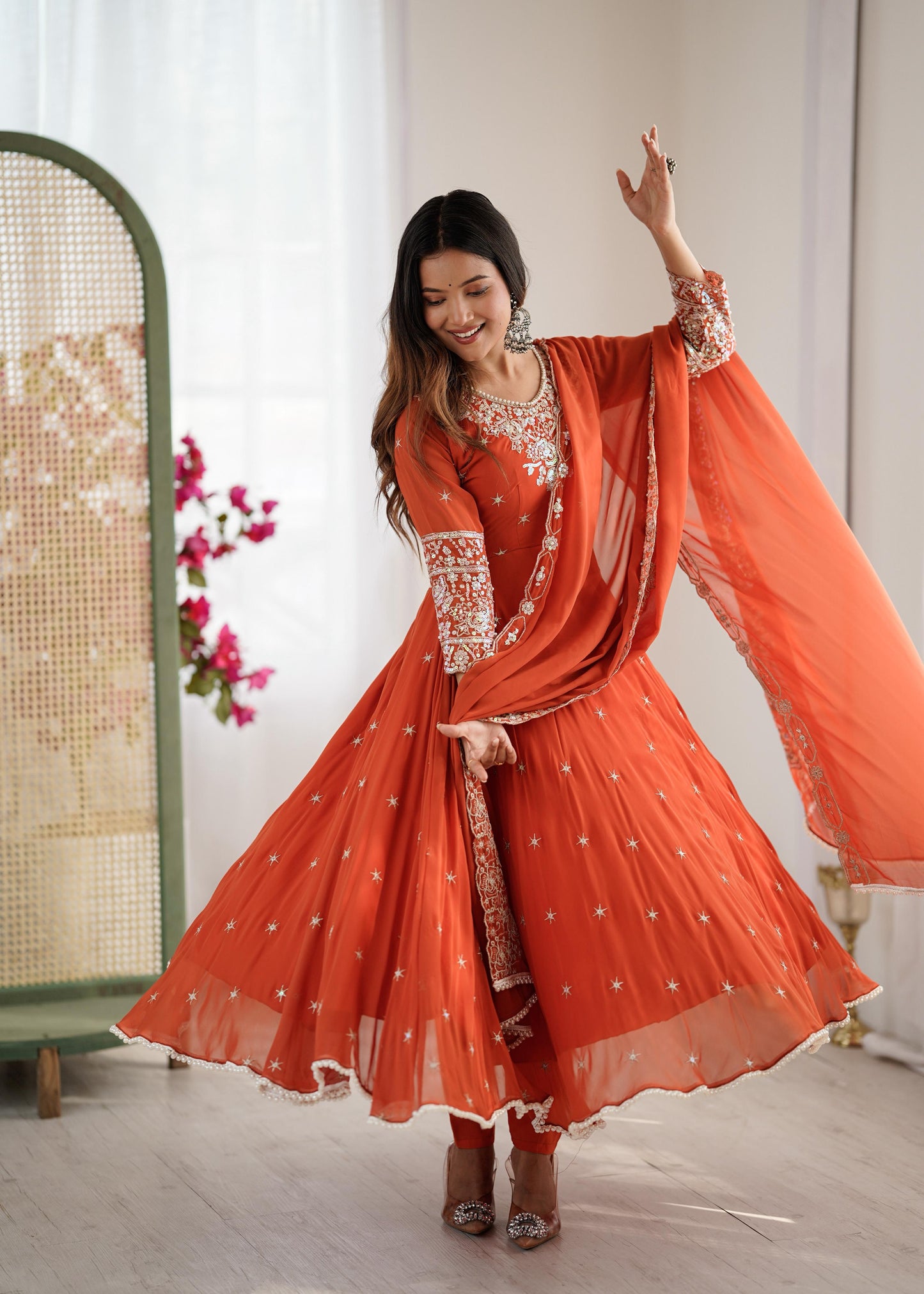 Heavy Embroidery Rainbow Sequence work kurta set