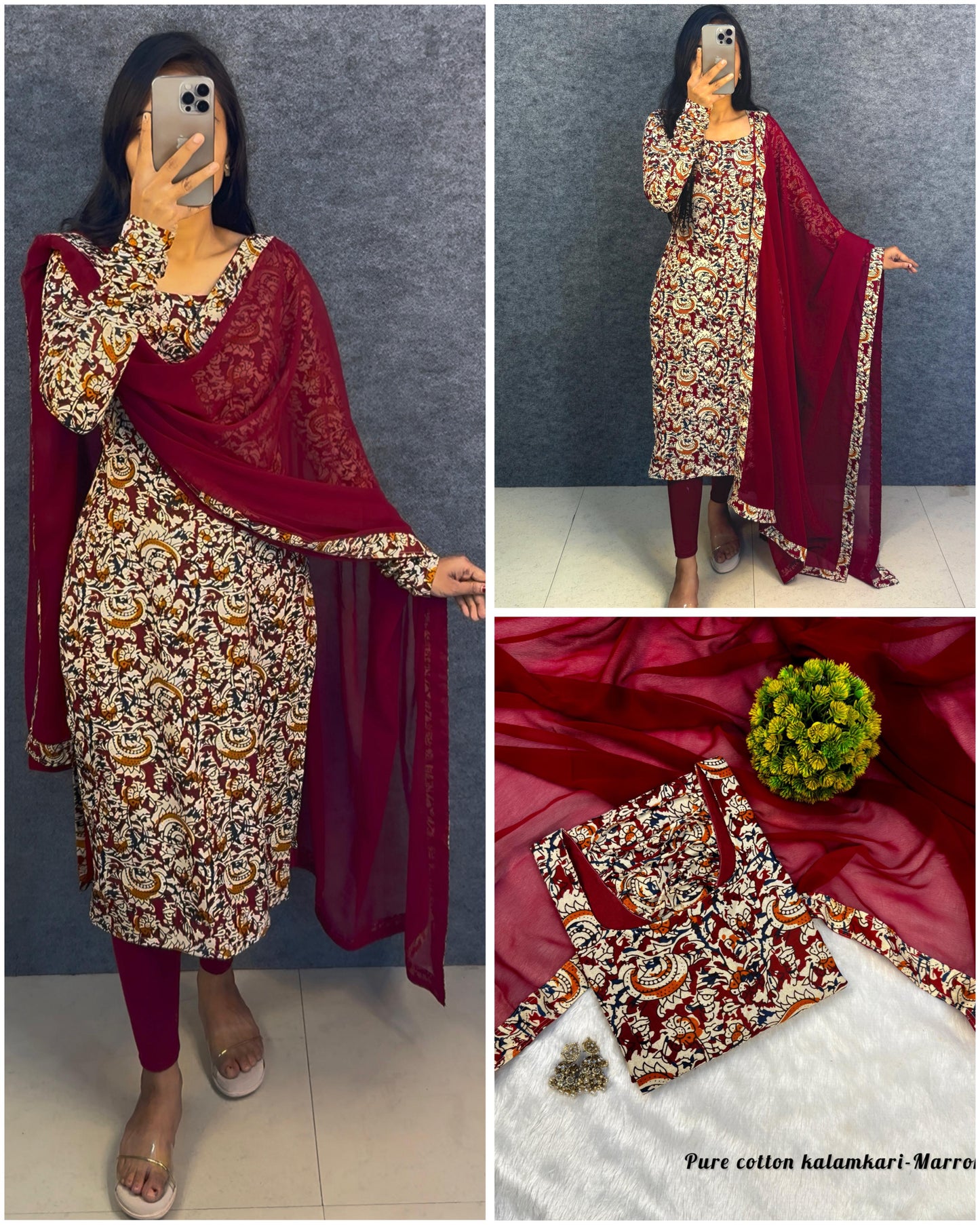 Office / College wear Kalamkari kurti with dupatta