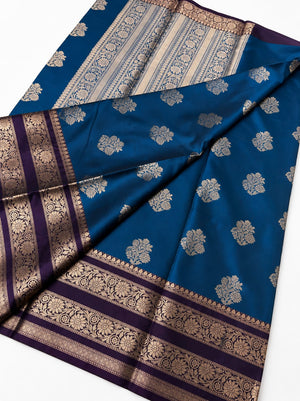 Royal Blue Katan Weaving Soft Silk Saree