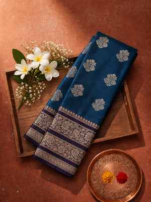 Royal Blue Katan Weaving Soft Silk Saree