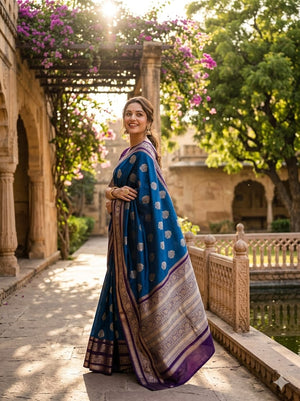 Royal Blue Katan Weaving Soft Silk Saree