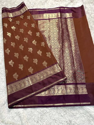 Brown & Purple Premium katan Soft Silk Saree