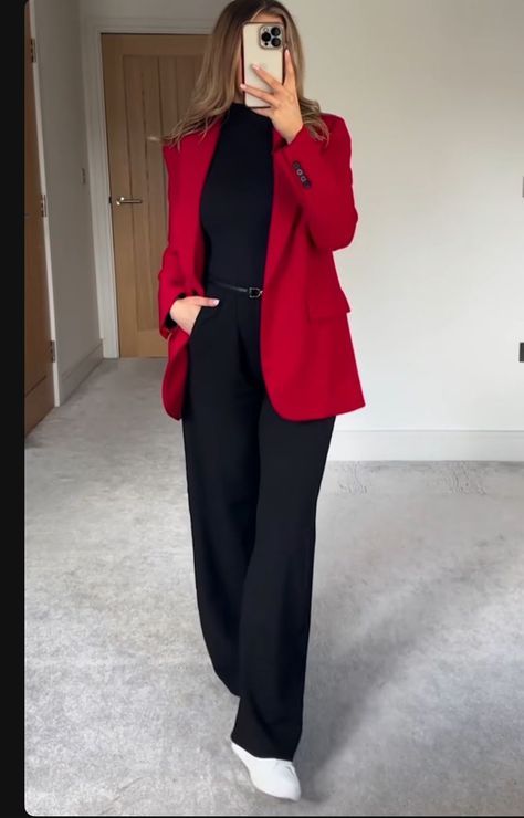 Women Red Premium Power Suit for Office