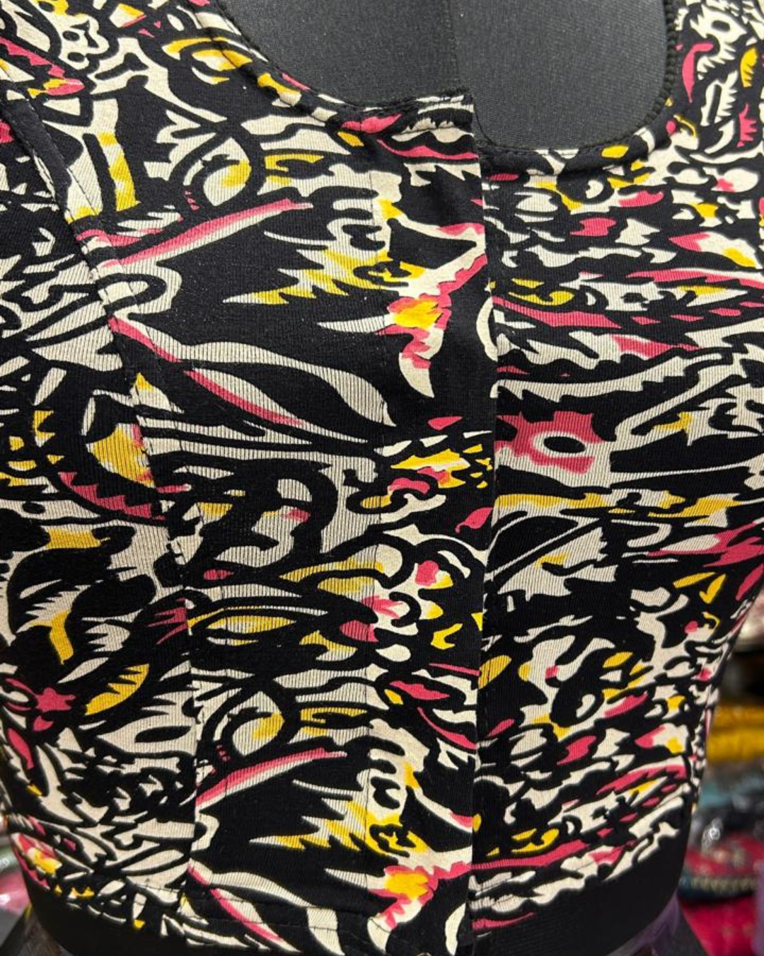 Kalamkari stretchable blouse with multicolor print